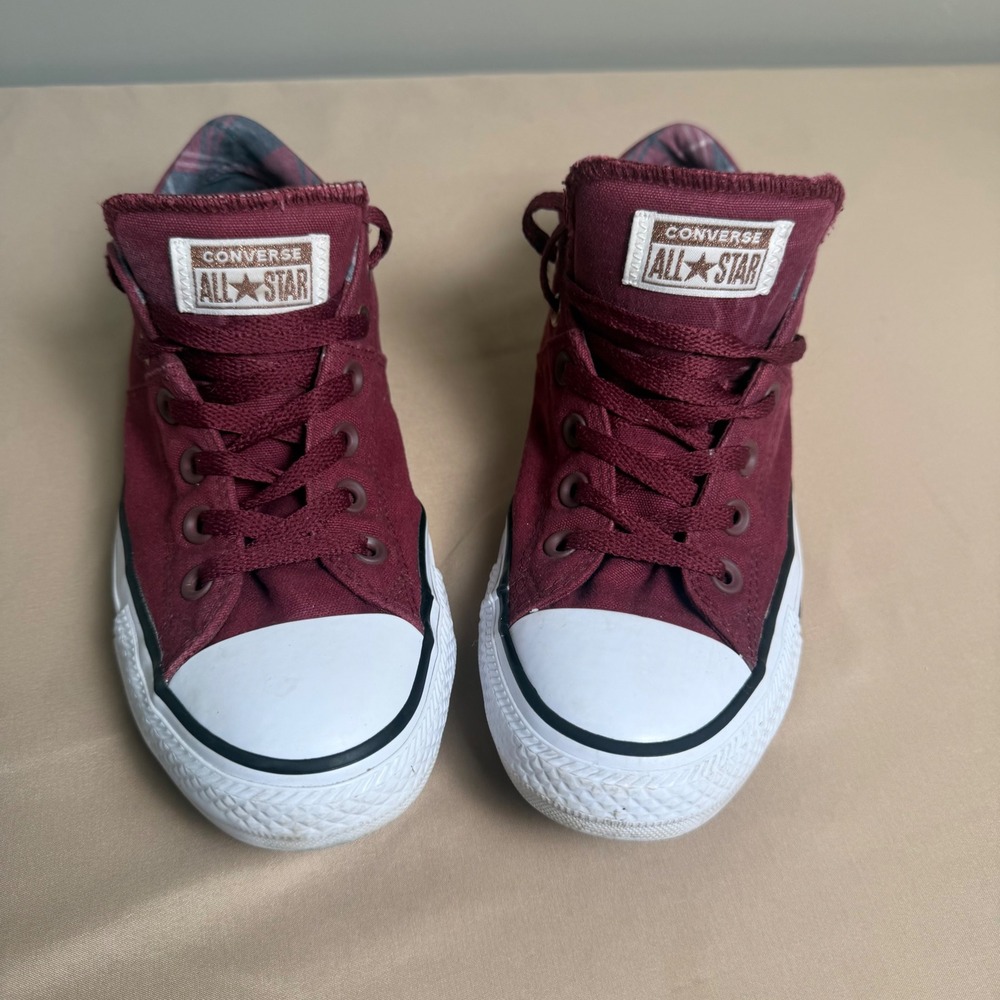 Converse Chuck Taylor All Star Madison Burgundy Plaid Sneakers 561739F Womens 10